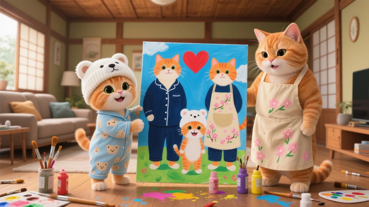 Ginger Kitten’s Family Drawing 🎨💛 Mama Cat’s Sweet Surprise | Funny Cat Videos