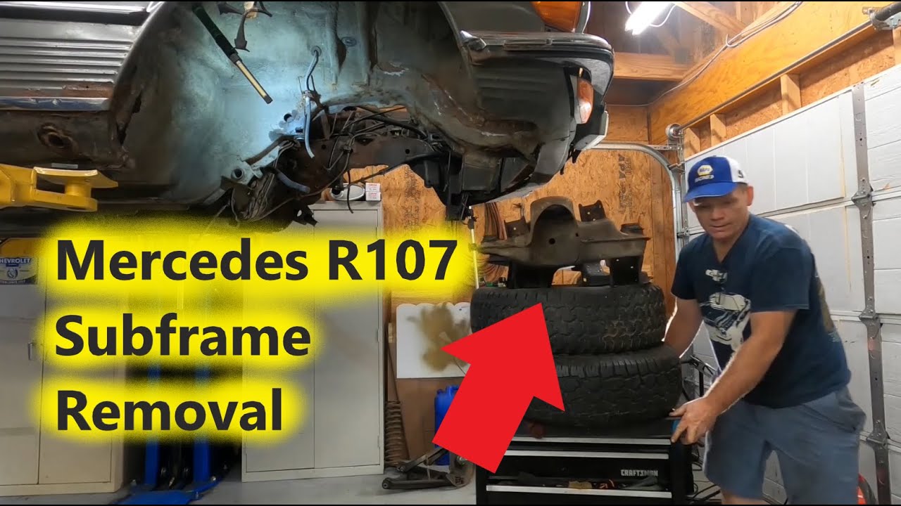 Mercedes R107 450SL Subframe Removal - Control Arm Disassembly - Custom Engine Cradle Design Part 1