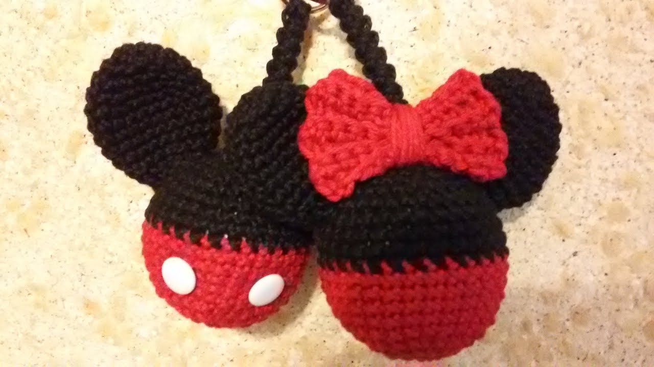 Chaveiro   Mickey e Minnie - AMIGURUMI
