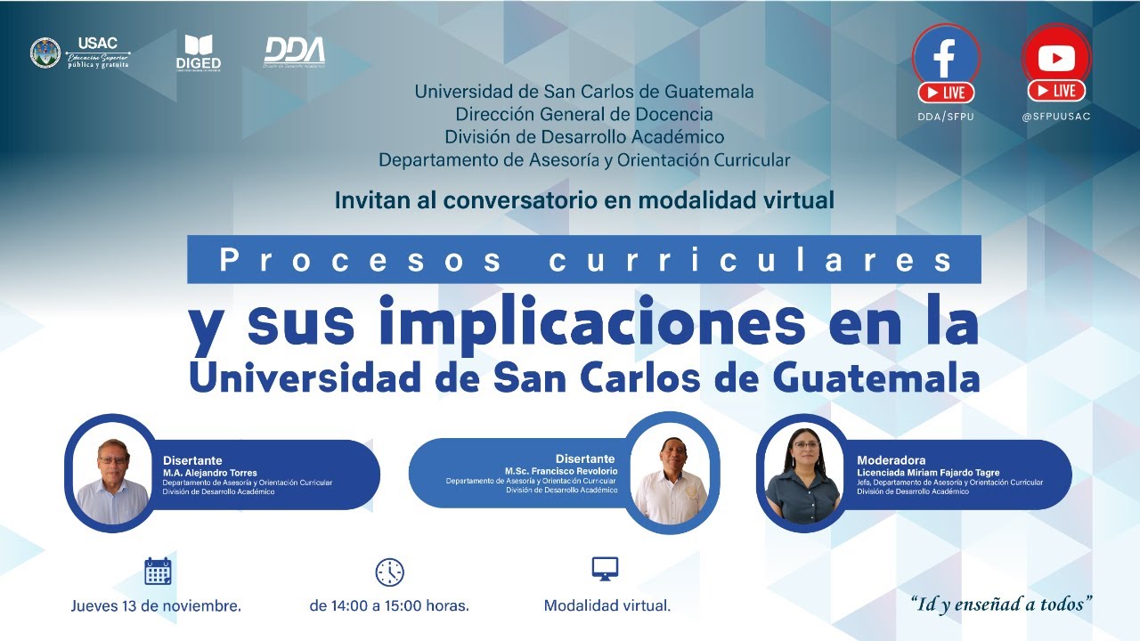 🎓 Conversatorio Virtual: Procesos Curriculares en la USAC (DDA/DAOC) 📱