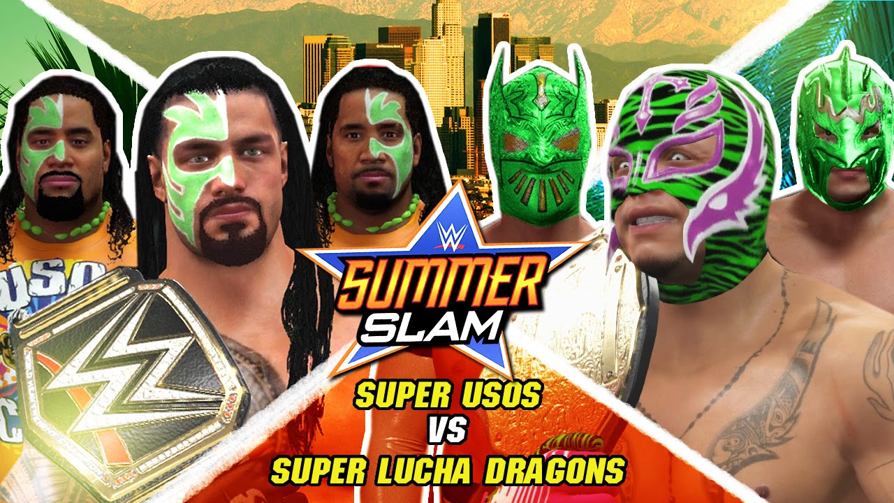 WWE 2K Mods - Super Luchas vs Super Usos (Roman Reigns & The Uso's vs Rey Mysterio & Luchas)