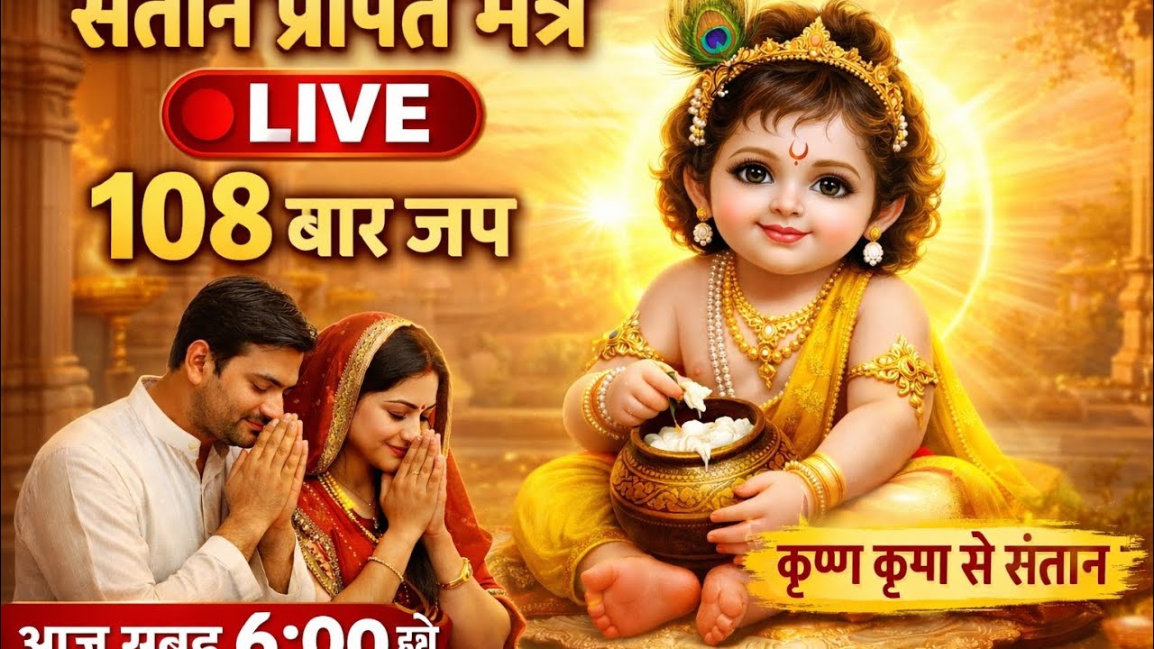 🔴 LIVE: Santan Prapti Mantra | Subah 6 Baje Jaap | 108 Baar Mantra Jaap | Krishna Kripa