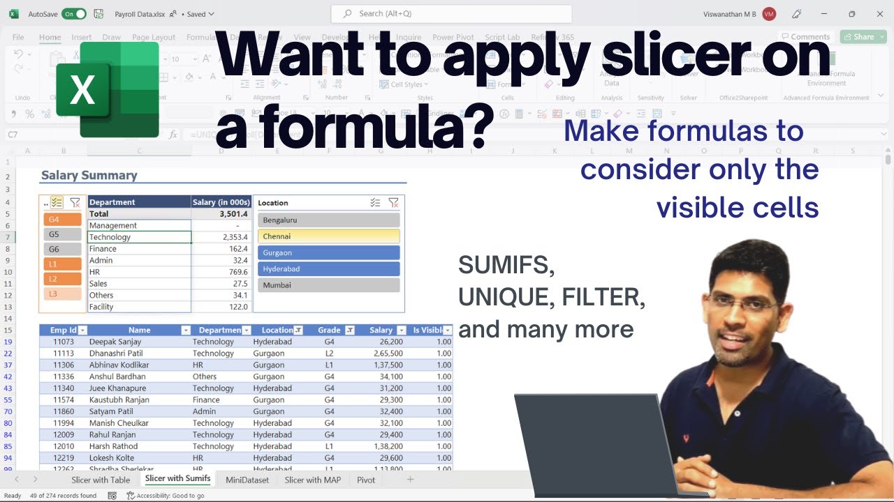 Как применить фильтр к формулам в MS Excel