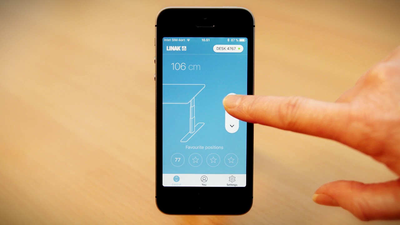 Desk Control&trade; App  - How to save favourite positions