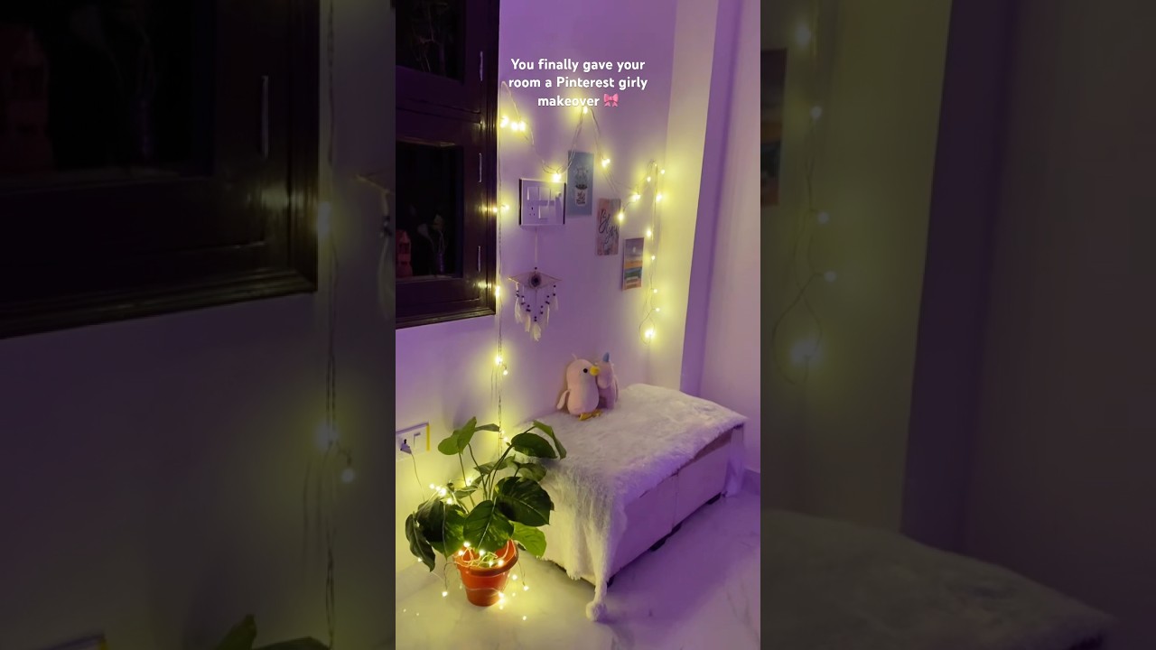Pinterest girly room makeover 🎀✨ #roommakeover #pinterest #transition #room #trending #decoration