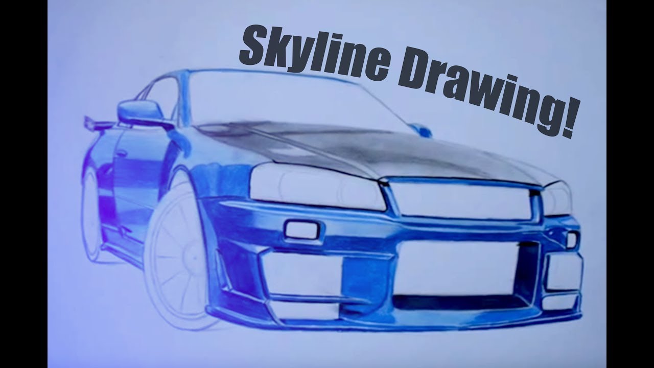 Nissan Skyline GTR34 - Amazing Drawing / Autozeichnung Step by Step (www.autozeichner.com)