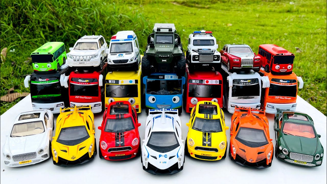 Mobil Mobilan Bus Tayo, Lamborghini, Jeep, Mcqueen, Mobil Polisi, Mobil Balap, Mobil Truk Oleng #117