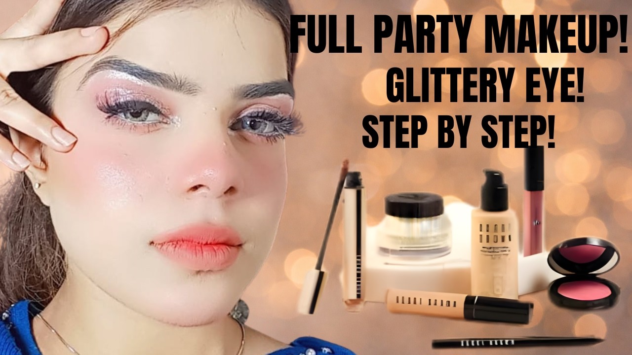 FULL PARTY GLAM MAKEUP | Step-by-Step Pink Glitter Eye Look for Wedding & Party