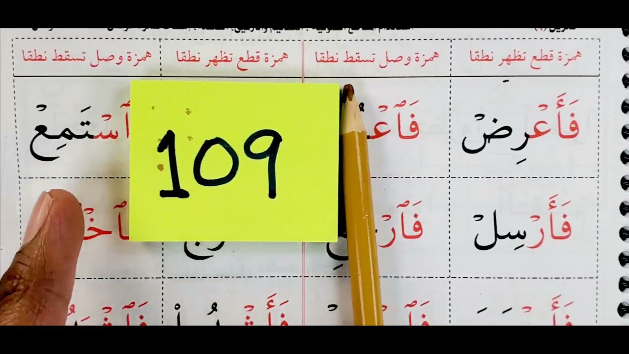 Page #109 The Greenbook معلم القراءة العربية مع قاعدة بغدادية[Hamza tul Wasl-Qat3] همزة القطع -الوصل