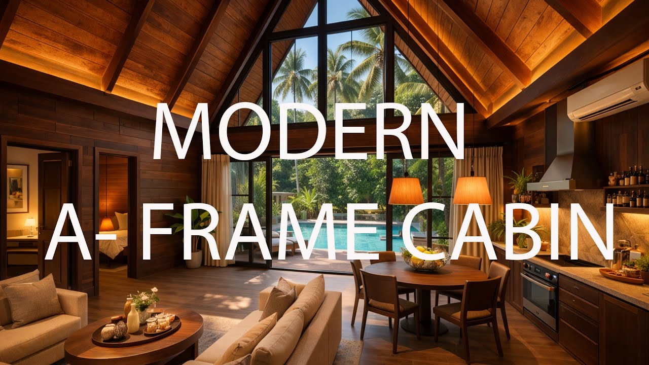 Tour at Modern A- Frame Cabin/ Cozy A frame Cabin House/ Tiny House/ A-  Frame Cabin Design