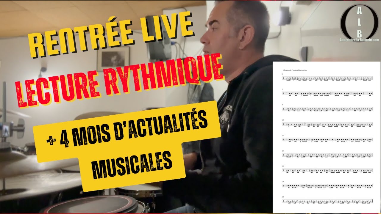 Cours de lecture rythmique batterie + 4 mois d’actualités musicales