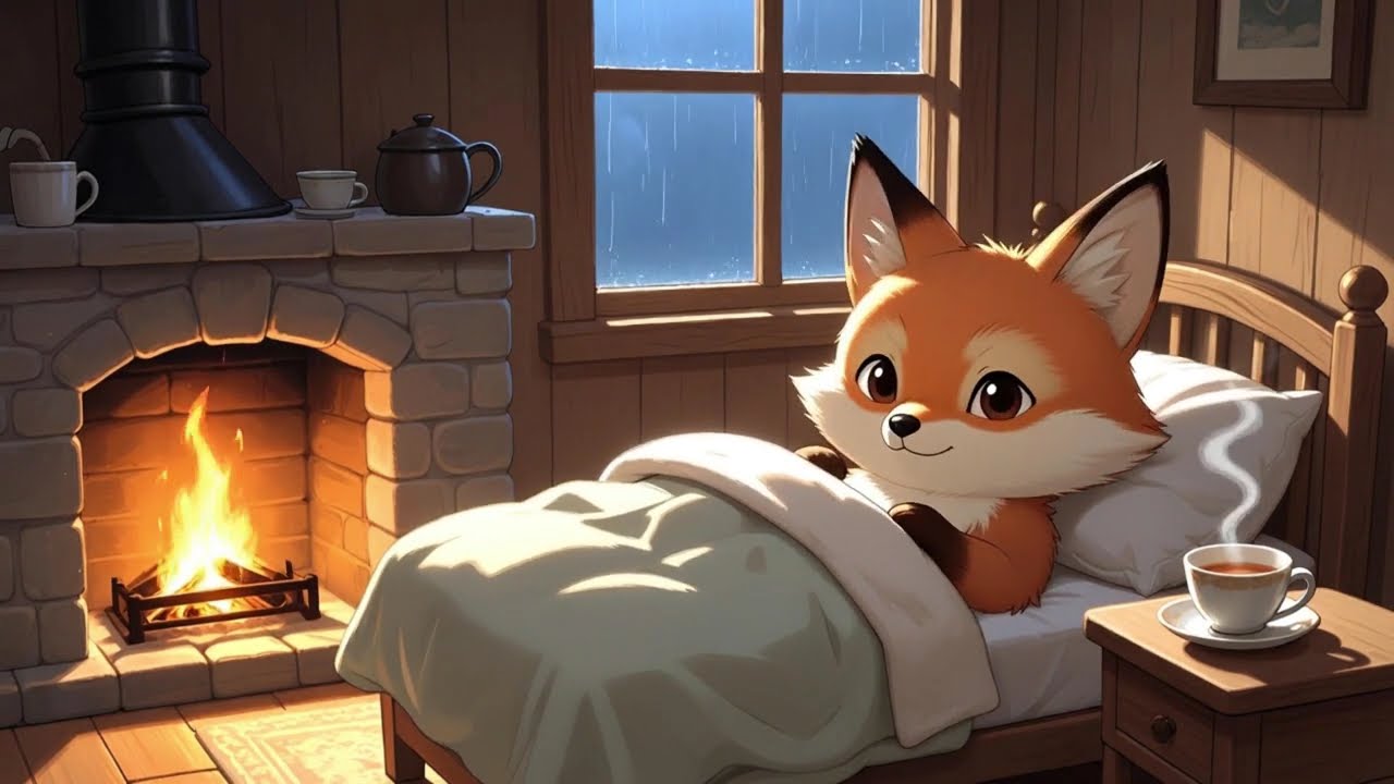 Soft Rain & Warm Fire ☂️ Cozy Rain Ghibli for Study, Focus