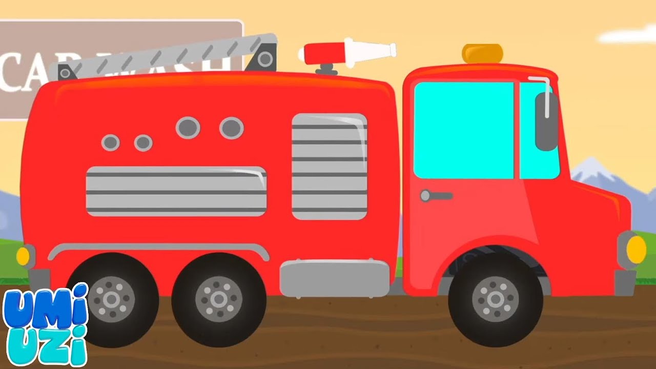Fire Truck, Car Wash Animated Cartoon Video, Fun for Kids