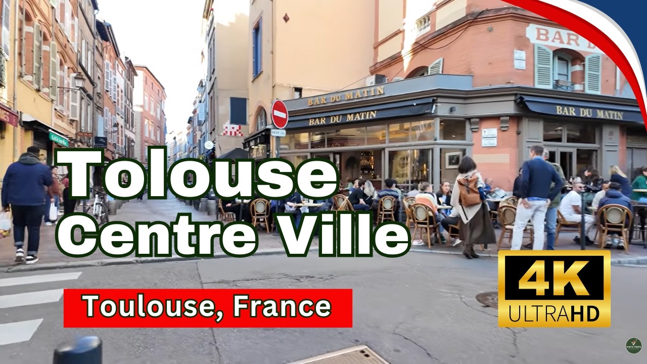 Toulouse Centre Ville Evening Walk 4K | Sunset at Place du Capitole