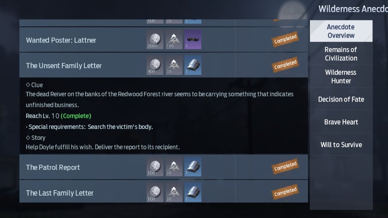 Undawn side quest the unsent Family  Latter