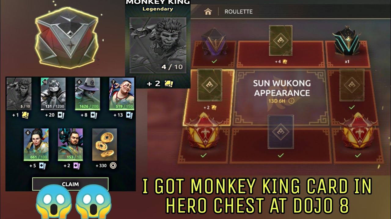 I GOT MONKEY KING IN HERO CHEST AT DOJO 8 😱😱 | SHADOW FIGHT ARENA | MONKEY KING | PLAYED ROULETTE