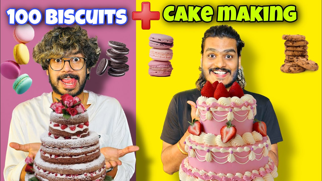 CAKE MAKING CHALLENGE WITH 100 BISCUITS 🤩 | COOK WITH FUN