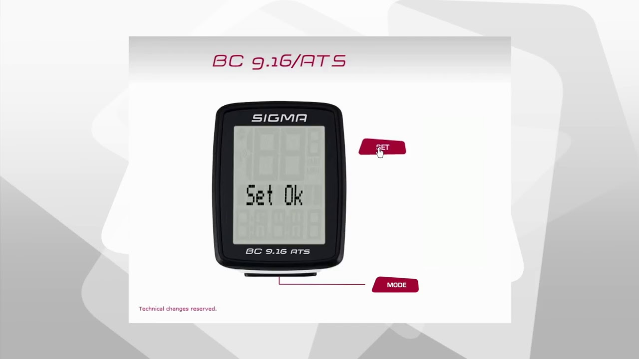 SIGMA SPORT BC 9 16 ATS Settings EN