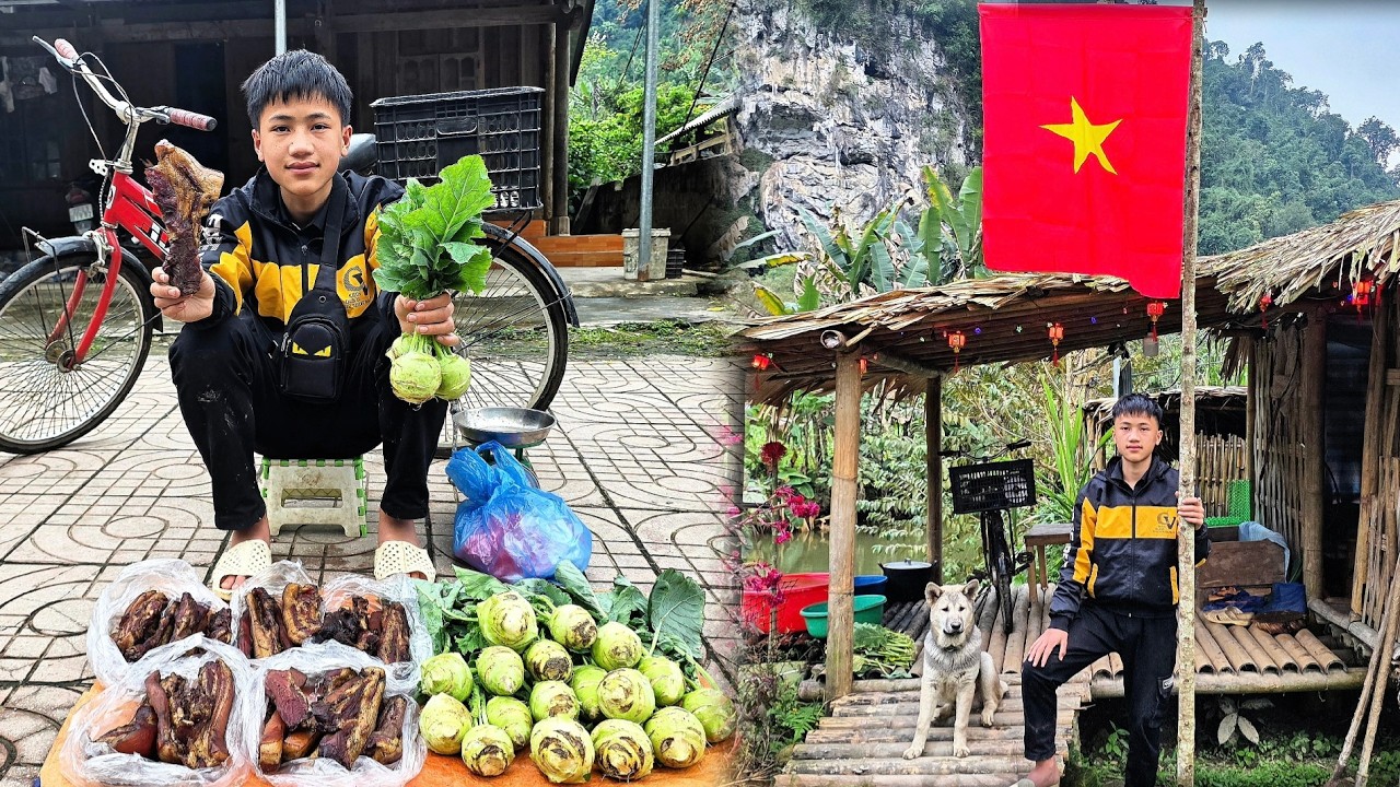Nam's daily life in the countryside. He dries and sells delicious, appetizing pieces of pork