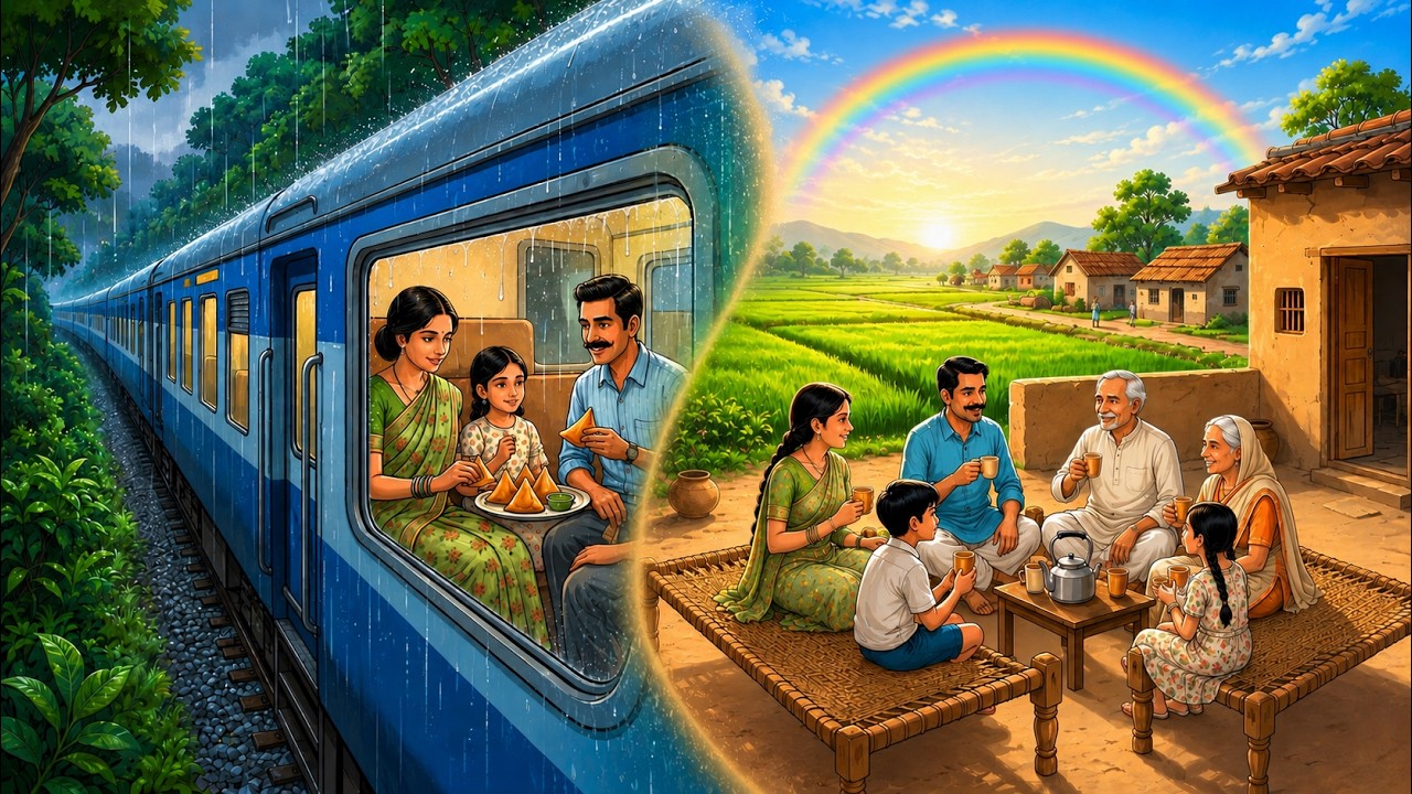 Rainy Train Journey to Grandparents Village❤️ | Bachpan Ki Haseen Yaadein | Ghibli Style Nostalgia