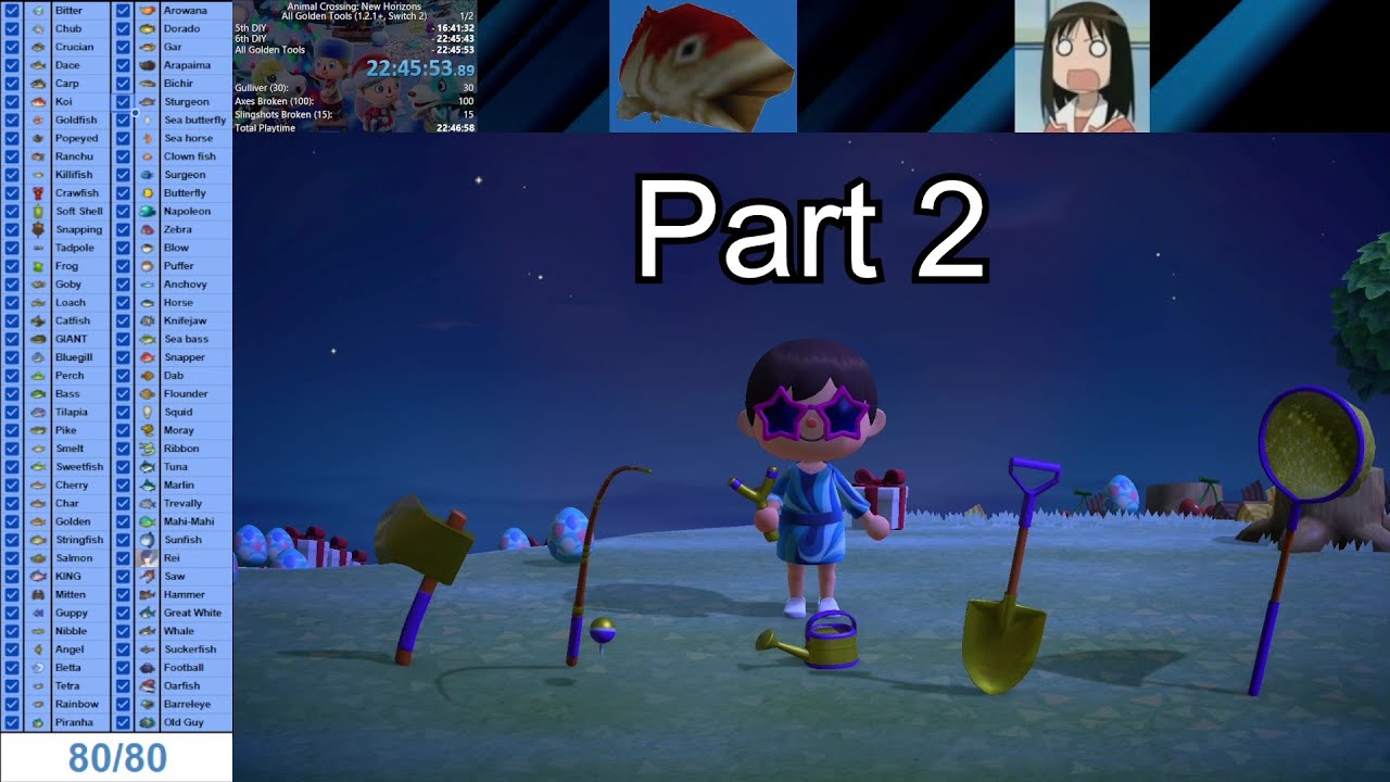 [Part 2] Animal Crossing New Horizons All Golden Tools (1.2.1+, Switch 2) in 22:45:53