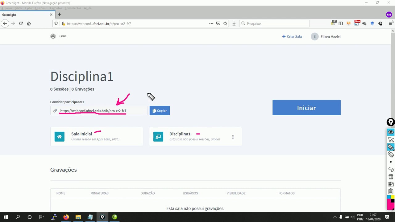 WEBCONF UFPEL - Funcionalidades b&aacute;sicas da sala de webconfer&ecirc;ncia (v&iacute;deo 02)