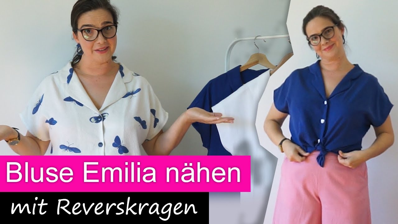 Bluse Emilia nähen || Schritt-für-Schritt-Anleitung || Bluse mit Reverskragen und Kimonoärmeln nähen
