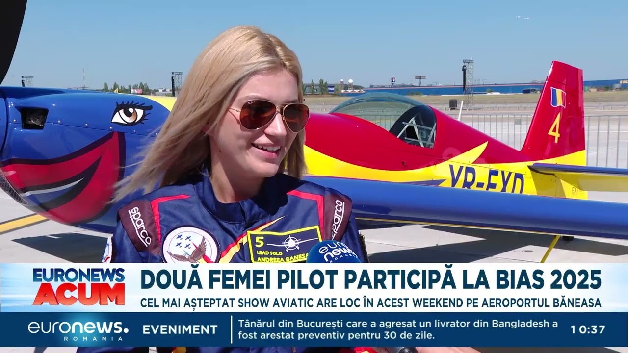 Două femei pilot la BIAS 2025. Una dintre ele, pilot de F-16, cealaltă membră a lotului de acrobație