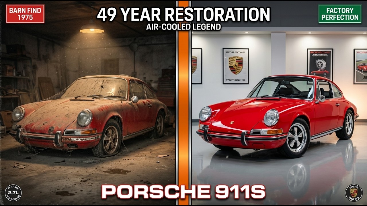 Abandoned 49 Years: 1975 Porsche 911S Barn Find - Complete Restoration to Factory Perfection