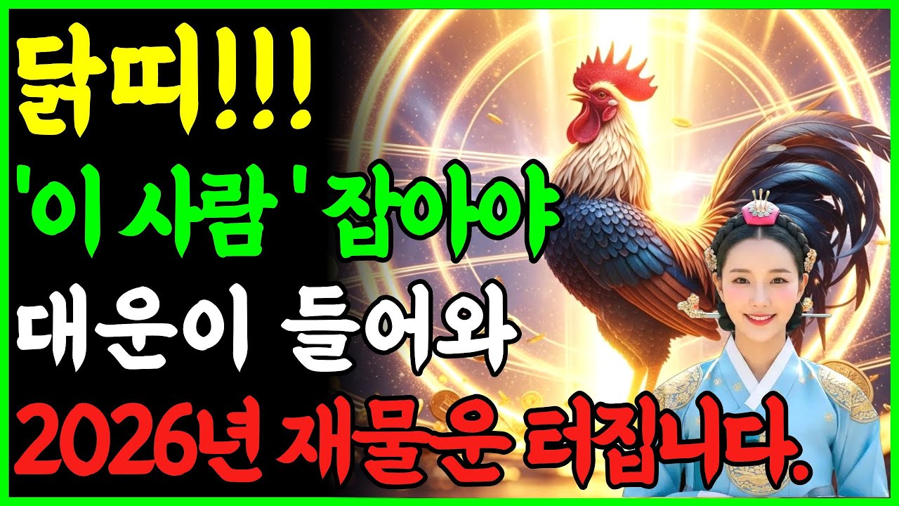 닭띠! 이사람 보면 꼭 잡아야합니다 대운이 들어와 2026년 돈복 터집니다