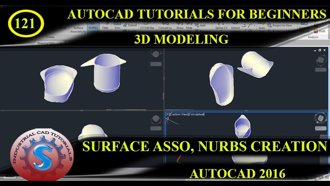 SURFACE ASSOCIATIVITY || NURBS CREATION || BASIC TUTORIALS FOR BEGINNERS || AUTO CAD 2016