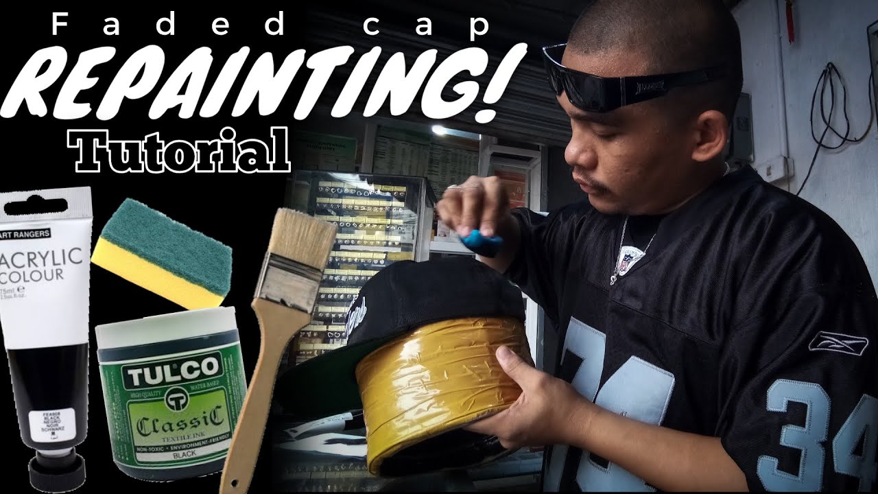 How to REPAINT your faded hat | Cap RESTORATION (TAGALOG TUTORIAL) repainting using textile paints!