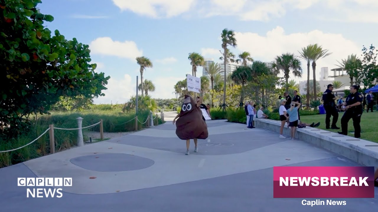 Activists protest water pollution at Ocean Terrace Park opening at Miami Beach
