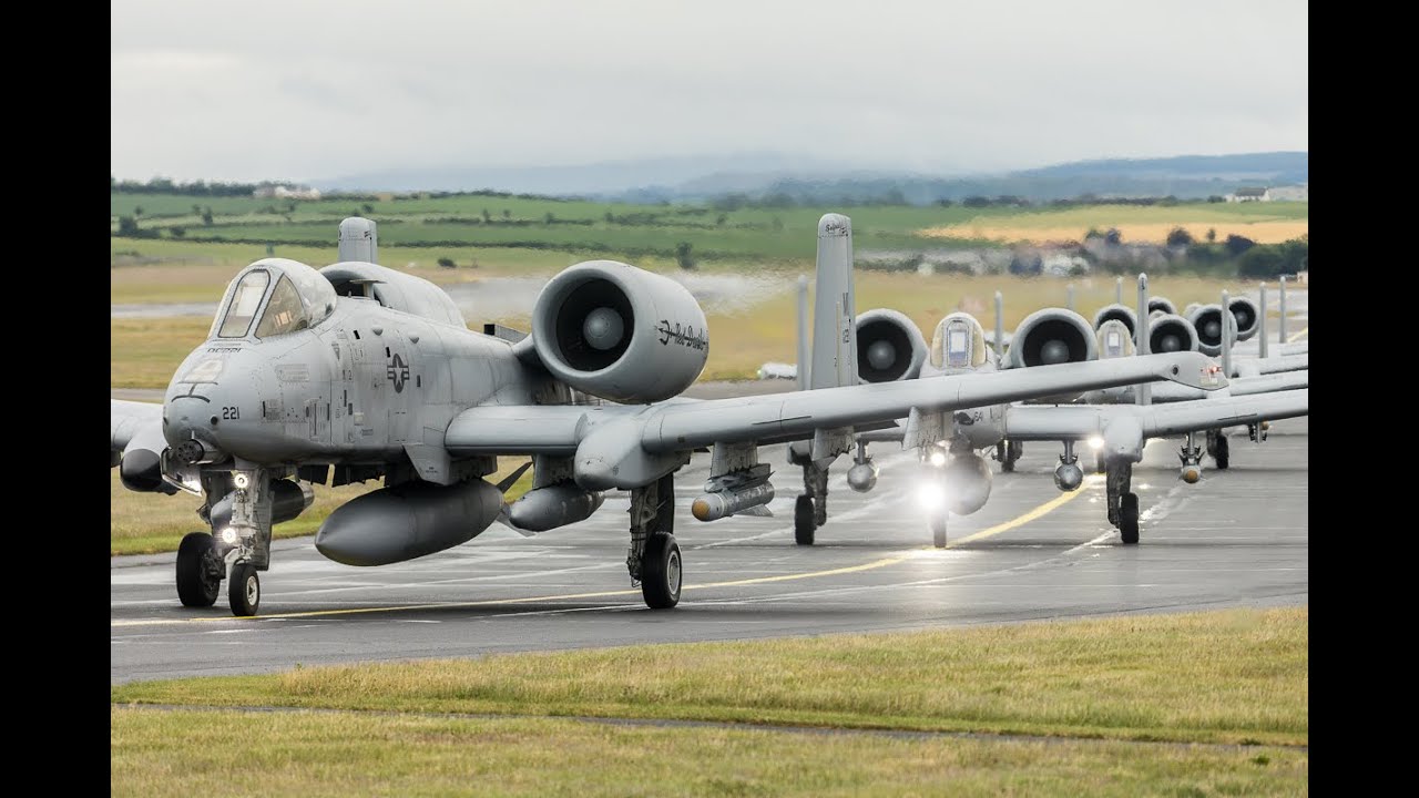 A10 Warthogs Departing Prestwick Airport's runway 12 4K