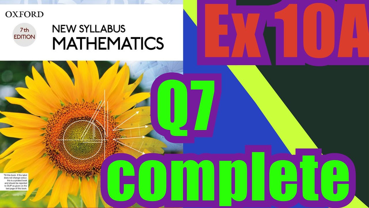 Oxford Math | Book 1 | 7th Edition |  Ex 10A | Q7 complete| Math Knowledge Skills |