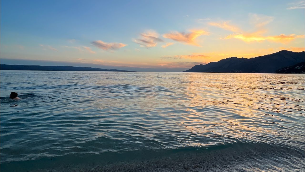 Walking in Brela Croatia sunset sea 2022