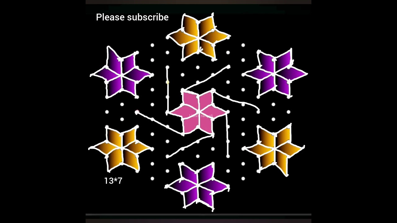 13*7 dots easy daily basis festival rangoli 💐newyear celebration 💐Ugadi chukkla 💐Sankranti chukkla 💐