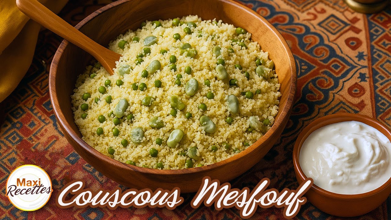 Couscous Mesfouf aux Fèves et Petits Pois Recette Facile