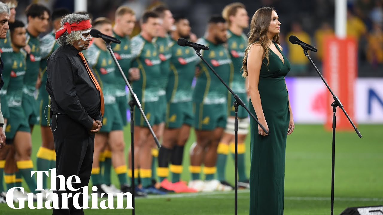 Australia's rugby union team the Wallabies sing anthem in Indigenous language for first time