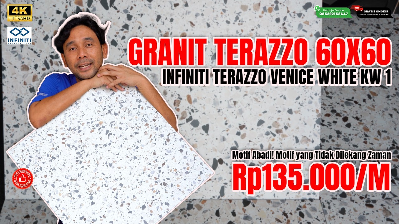 GRANIT MOTIF ABADI, TIDAK DILEKANG ZAMAN - INFINITI TERAZZO VENICE WHITE - 60X60 KW 1, MATTE VINTAGE