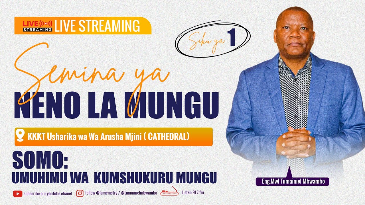 🔴LIVE: SIKU YA KWANZA , SEMINA YA NENO LA MUNGU KUTOKA KKKT USHARIKA WA ARUSHA MJINI (CATHEDRAL)