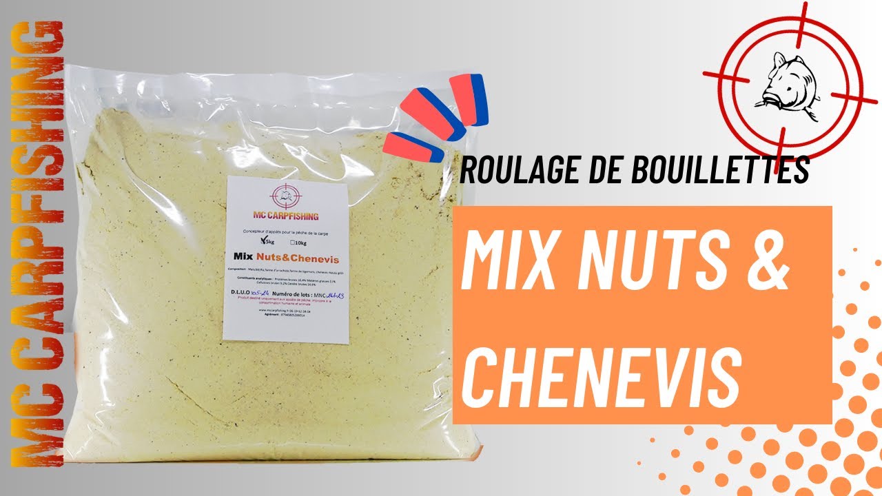 Peche de la carpe: Roulage bouillettes mix Nuts & Chenevis