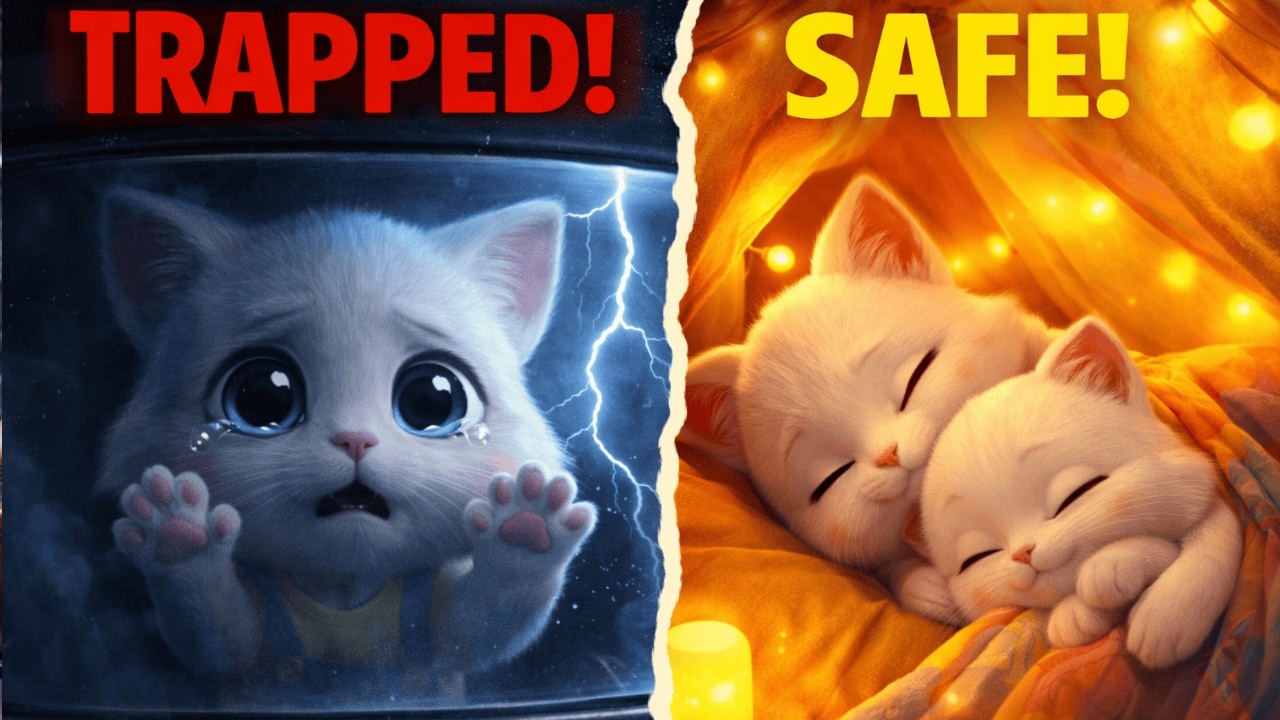 A Cute Cat Story : Baby Cat Trapped in Oven during Storm ⛈️| Power Outage Rescue & Cozy Sleep(Ep 25)