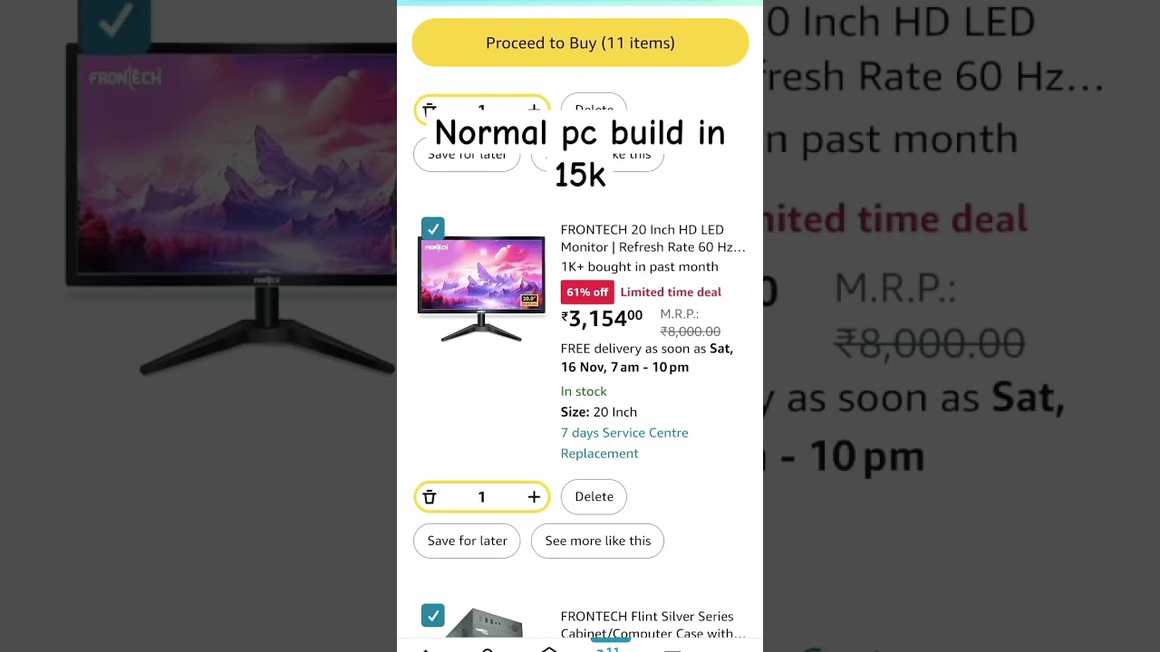 Office work and normal tasks pc build in 15k #2024 #amazon #office #budgetpc #bgmi