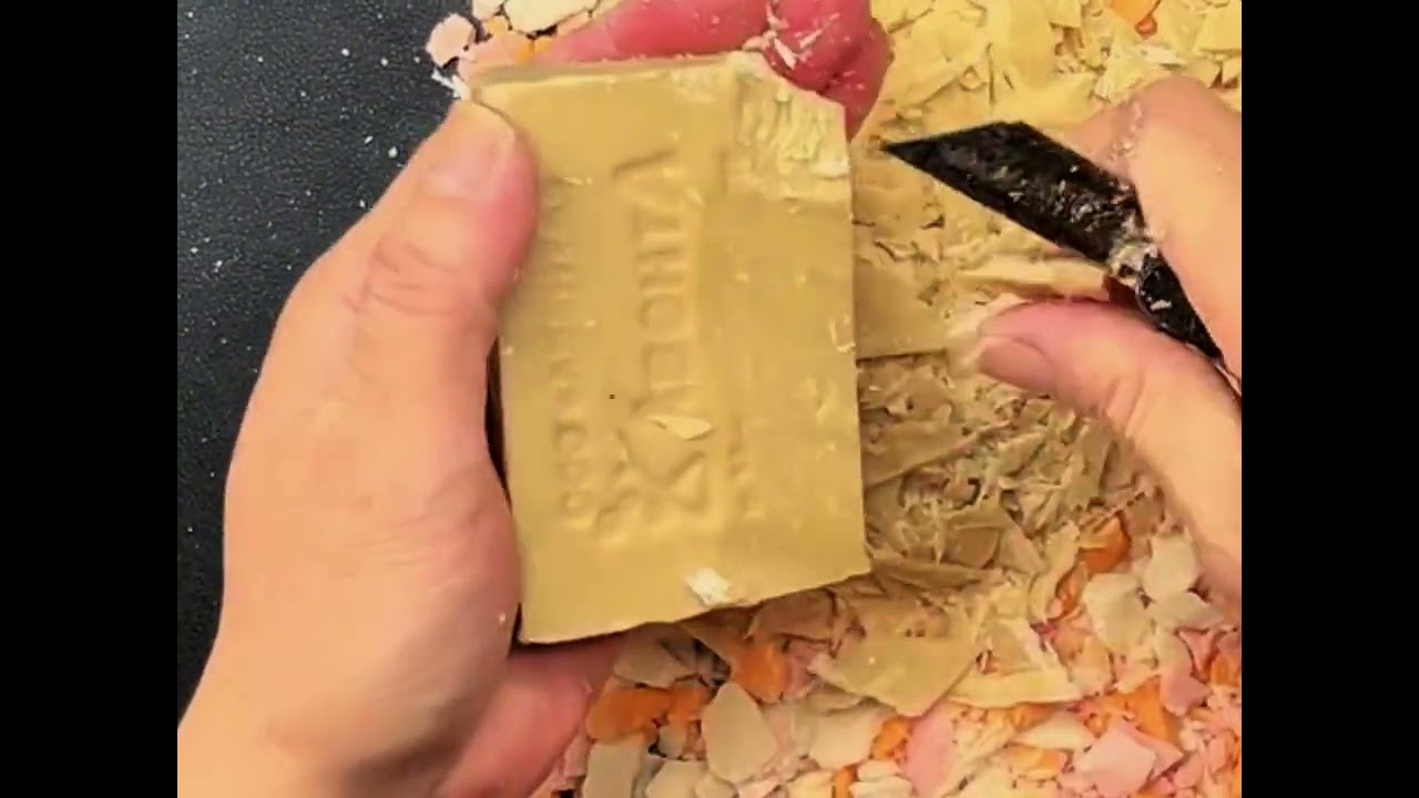 ASMR SOAP  CUTTING SOAP CRUNCHY.    I enjoy cutting the soap and enjoying its crunch