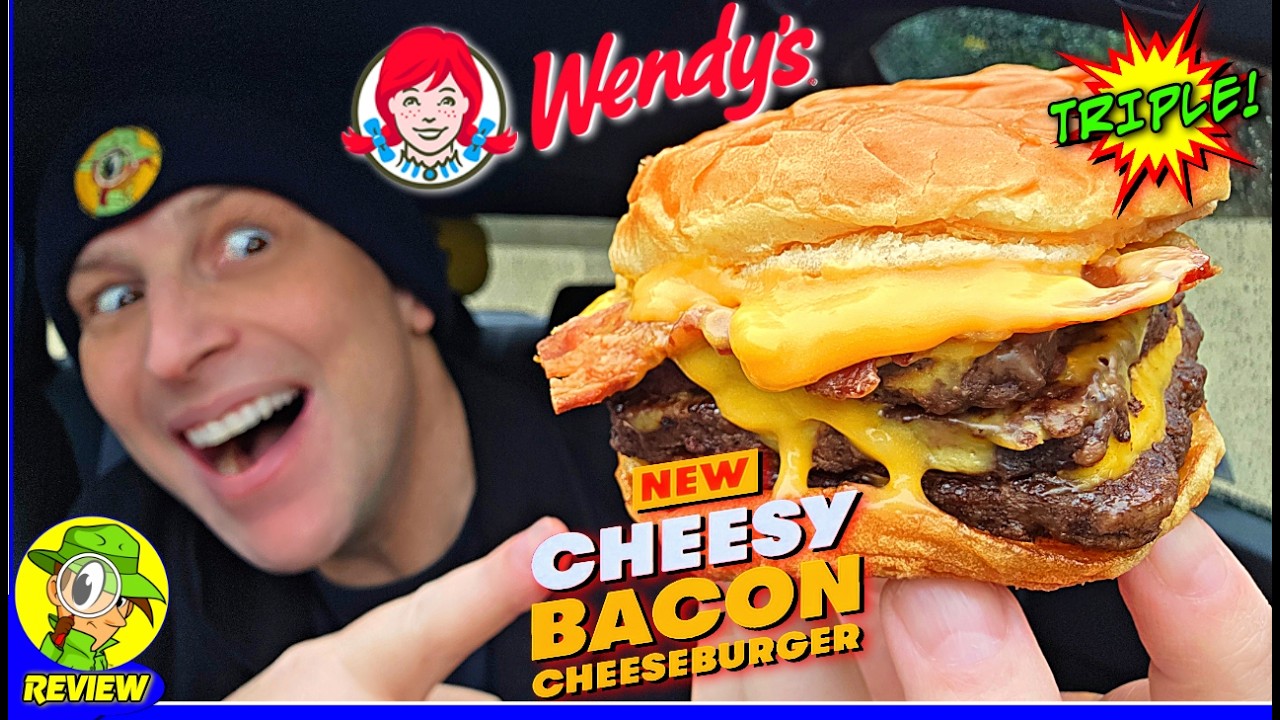 Wendy's® TRIPLE Cheesy Bacon Cheeseburger Review 👧🧀🥓🍔 Is It TOO CHEESY?! 🤔 Peep THIS Out! 🕵️‍♂️