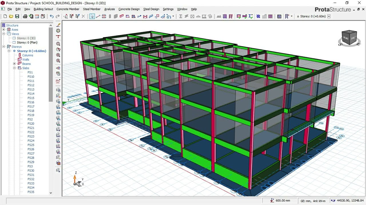 Design of Raft Foundation in civil engineering using Protastructure software