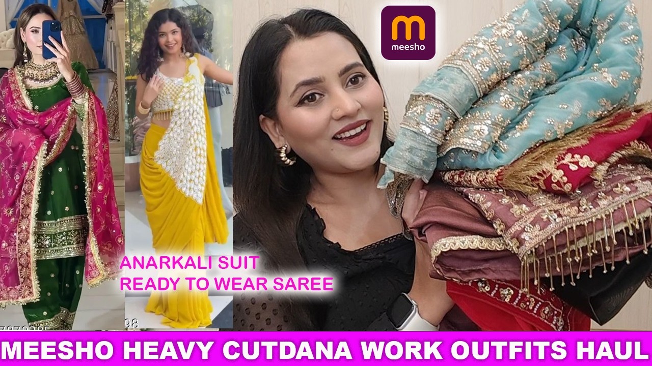 Meesho 🛍️Designer Cutdana Work 🌼Haul || Ready To Wear Saree || Anarkali Suit| Sharara Set