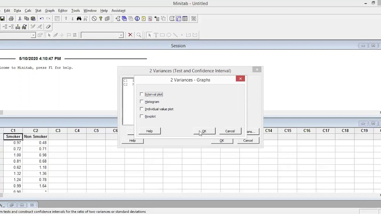 Two sample t test in MINITAB URDU