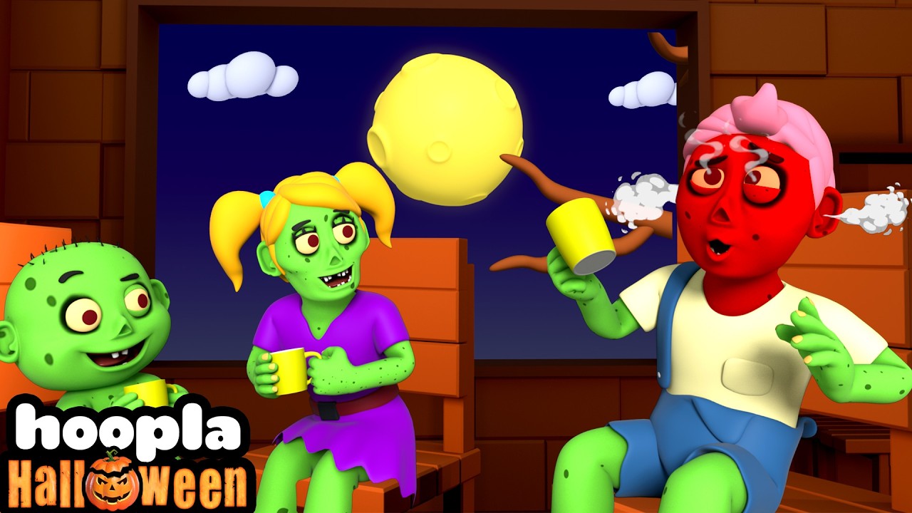 🧟‍♂️🌙 Five Crazy Zombies In The Middle Of The Night | Spooky Songs | Hoopla Halloween